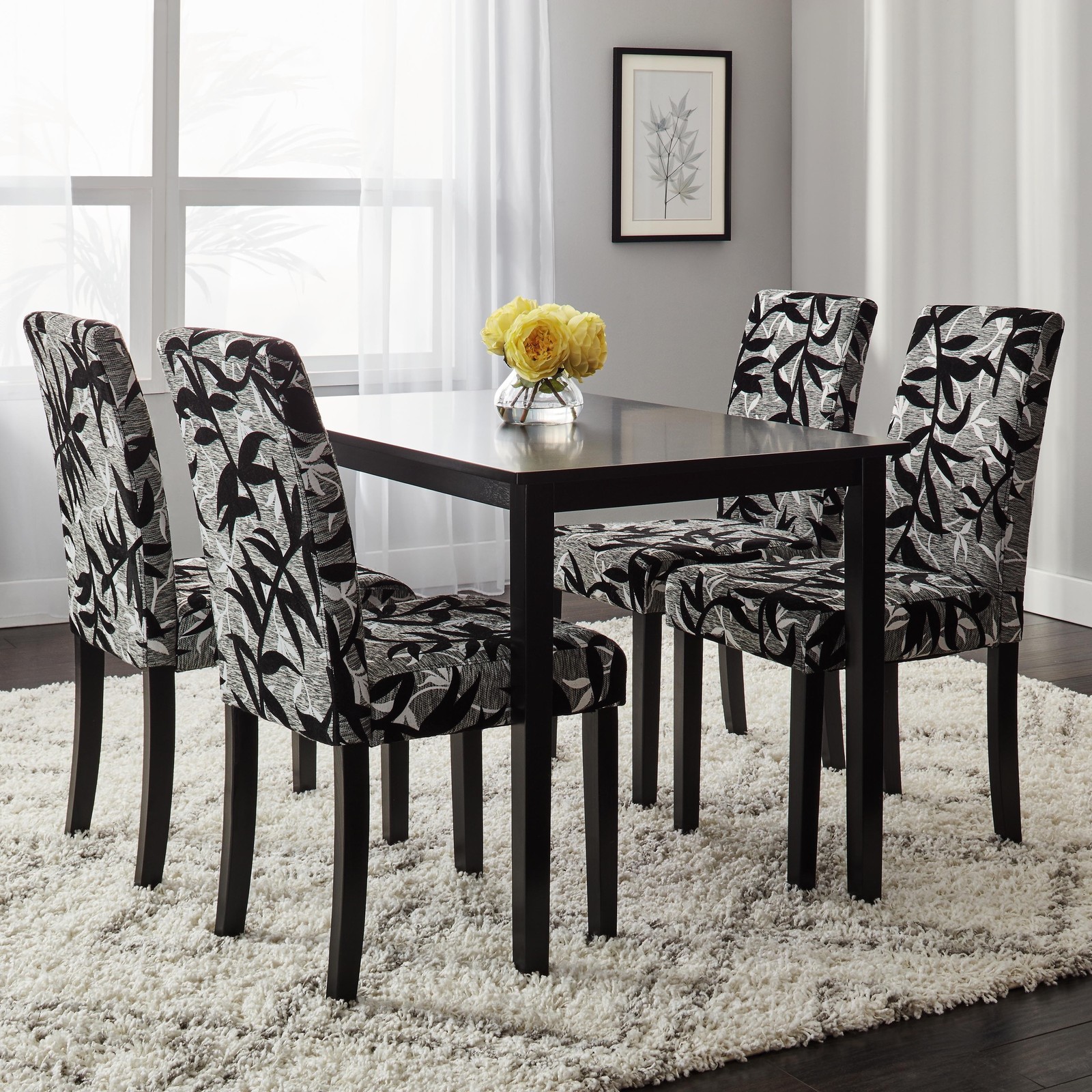Simple Living Parson Black Silver 5 Pc Dining Table Chairs Set Picture 1 Of
