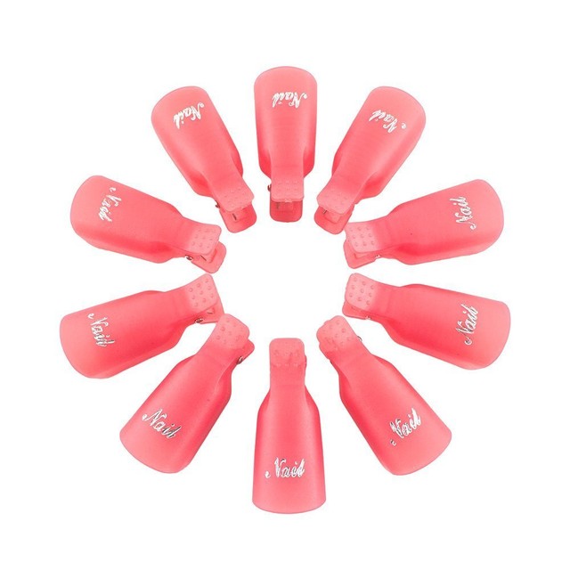 10pcs Plastic Soak Off Cleaner Cap Art Gel Polish Remover Nail Gospire 10 Pcs Plastic Nail Clip Art Gel Polish Remover Soak Off Cleaner