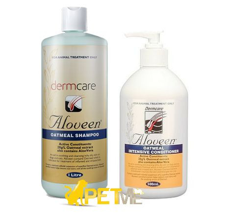 Aloveen Oatmeal Shampoo 1L + Conditioner 500ml Dermcare Sensitive Skin Dog/Cat