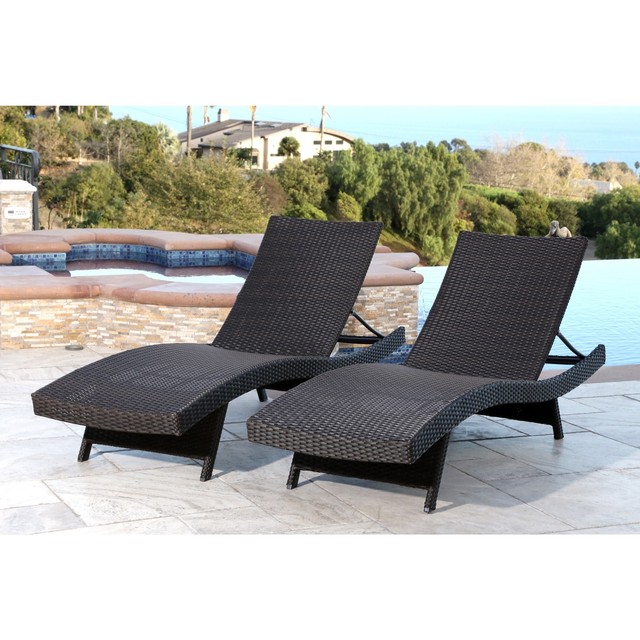 Abbyson Living Palermo Outdoor Espresso Adjule Wicker Chaise Abbyson Palermo Outdoor Espresso Wicker Chaise Lounge Set Of 2