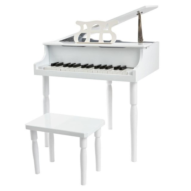 Kid S White Wooden 30 Key Toy Grand Piano With Bench Kid S White Wooden 30 Key Toy Grand Piano With Bench