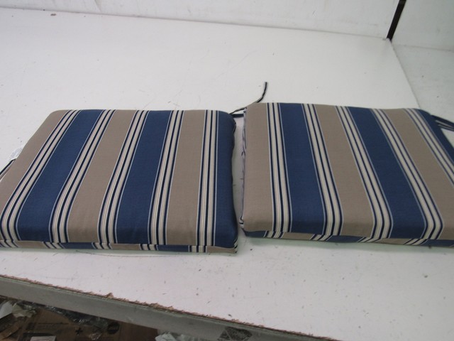 Pillow Outdoor Dining Chair Cushion Set Of 2 Blue Tan Striped 26 95