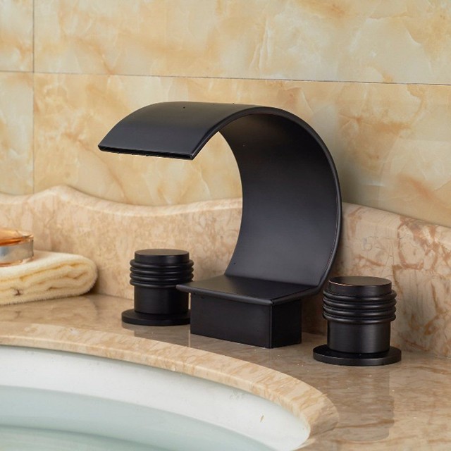 Gold Brass Bathroom 2 Crystal Handles Basin Faucet Widespread Sink Oil Rubbed Bronze Bathroom Basin Faucet Widespread Waterfall Sink Mixer Tap
