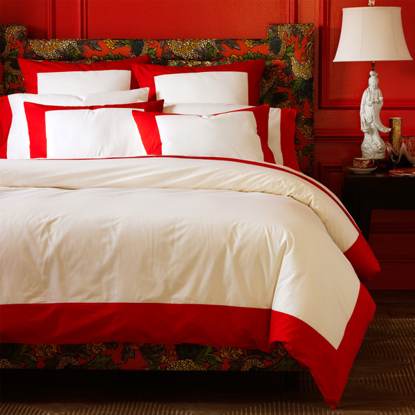 Dwell Studio Dwellstudio Modern Border Vermillion Duvet Cover King Picture 1 Of 2