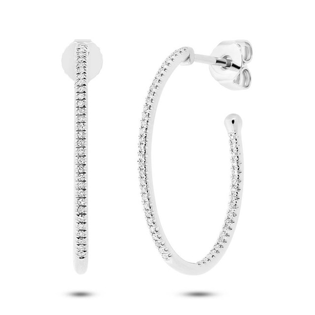 0 26ct Diamond 14k White Gold Hoop Earrings Ebay 0 26ct 14k White Gold Oval Hoop Diamond Earrings Inside Out Earring