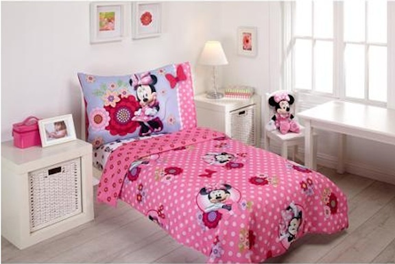 Disney Minnie Mouse Bow 4 Piece Toddler Bedding Set Ebay