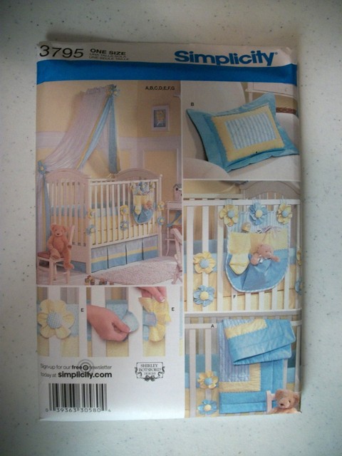 Simplicity 3795 Sewing Pattern Flower Crib Quilt Bumpers Nursery Simplicty Baby Nursery Accessories Pattern 3795