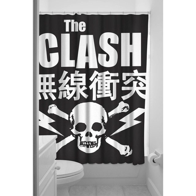 Sourpuss The Clash Shower Curtain Black Skull Bones Old School Punk Sourpuss The Clash Shower Curtain Black Skull Bones Old School Punk