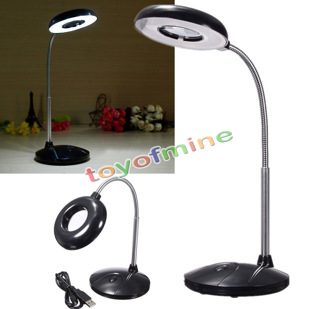 18 Led Usb Reading Table Desk Light With Magnifying Glass Picture 1 Of 9