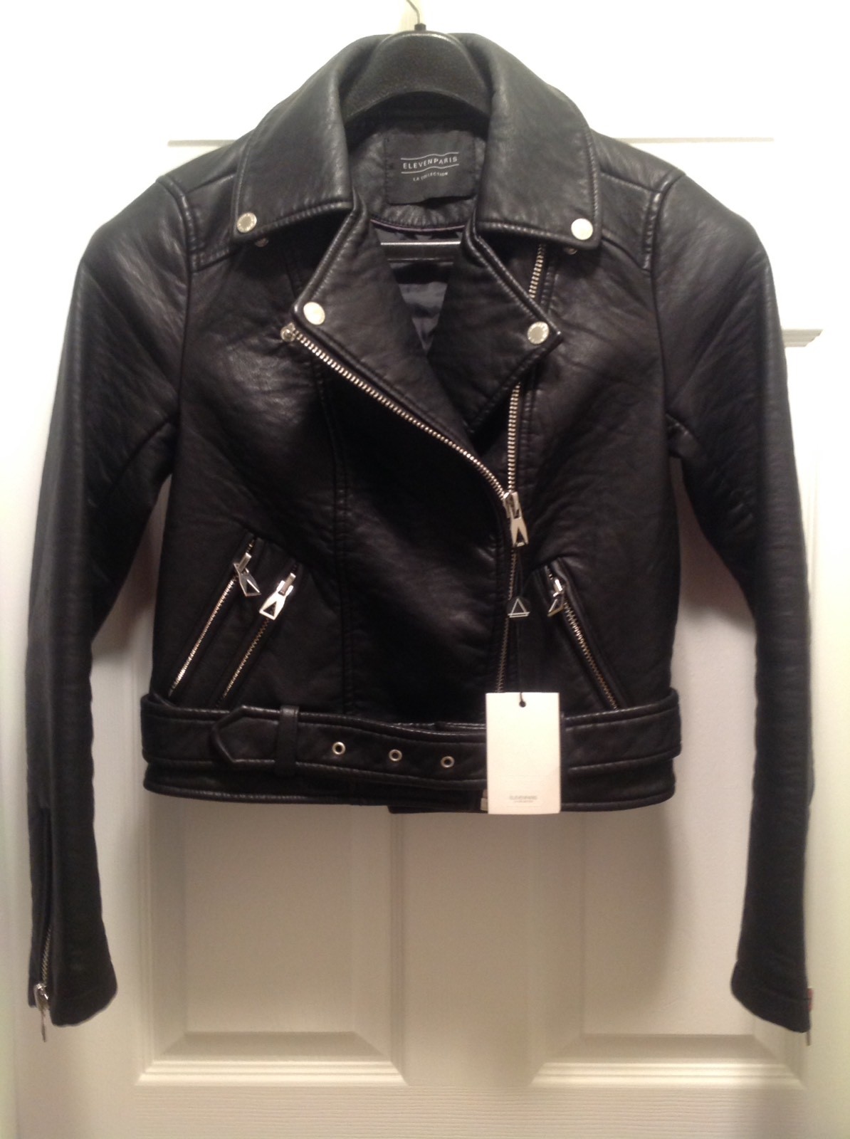 Eleven Paris Sistols Black Faux Leather Biker Moto Jacket Size 36 Picture 1 Of 10