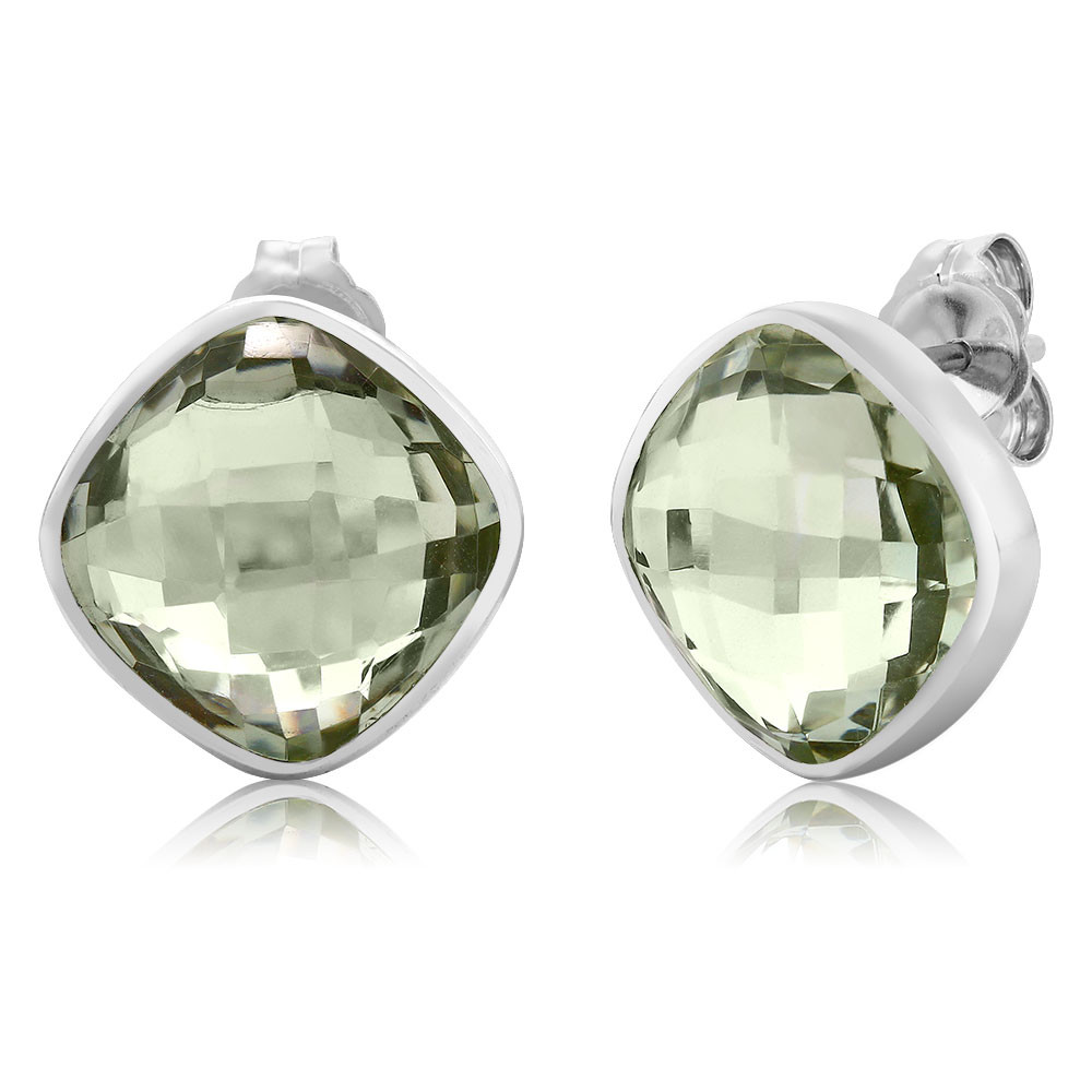 12 00 Ct Green Amethyst 12mm Cushion Cut 925 Sterling Silver Women S Picture 1 Of 5
