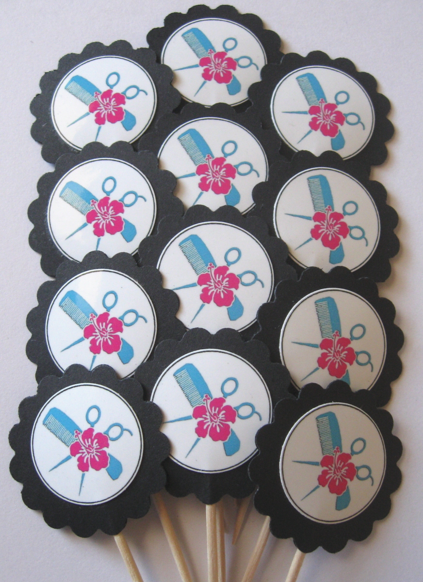 Hair Stylist Cupcake Toppers Party Picks Item 1173 Hairdresser Ebay Picture 1 Of 2