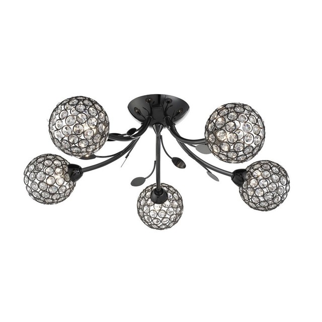 Searchlight 6575 5bc Bellis Ii Chrome And Glass Flower Semi Flush Searchlight 6575 5bc Bellis Ii Semi Flush Ceiling Light Black Chrome