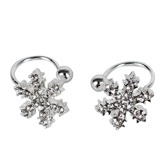 W6 Exquisite Super Cute Comfy Clip On Snowflake Crystal Studs Stud New Exquisite Super Cute Comfy Clip On Snowflake Crystal Studs Stud Earrings Ad