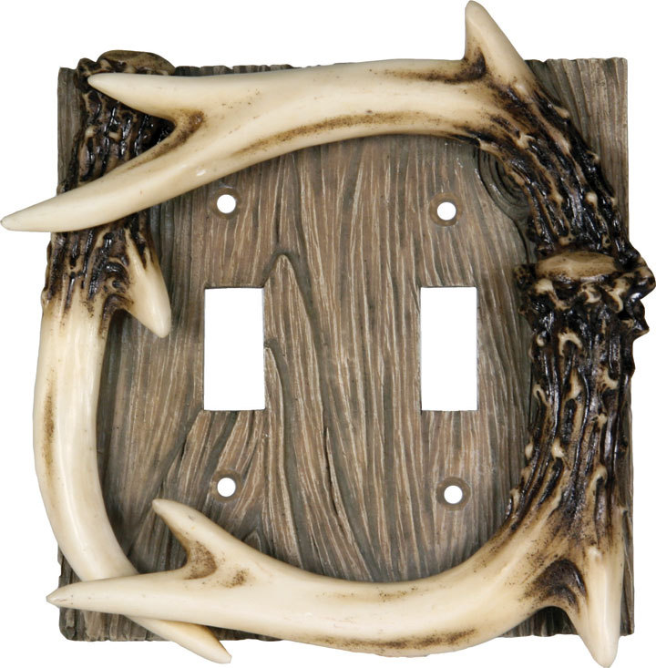 Faux Deer Antler Double Light Switch Plate Cover Western Rustic Picture 1 Of