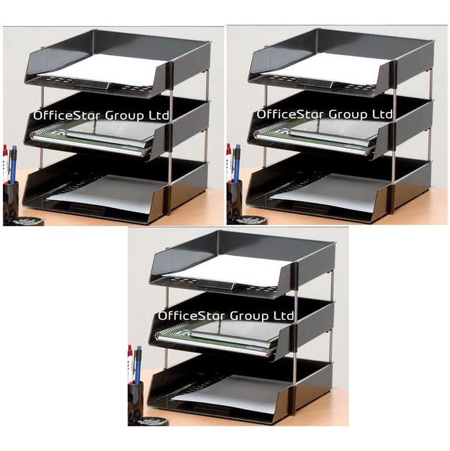 9 Black A4 Letter Filing Desk Trays Risers Stacking Paper Office 9 Black A4 Letter Filing Desk Trays Risers Stacking Paper Office Stationery