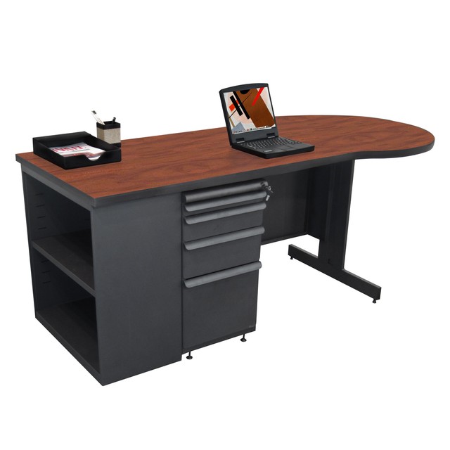 Marvel Office Furniture Zapf Computer Desk With Bookcase Ebay Marvel Zapf Office Desk W Bookcase 29x75x30 Dark Neutral Finish Cherry Laminate