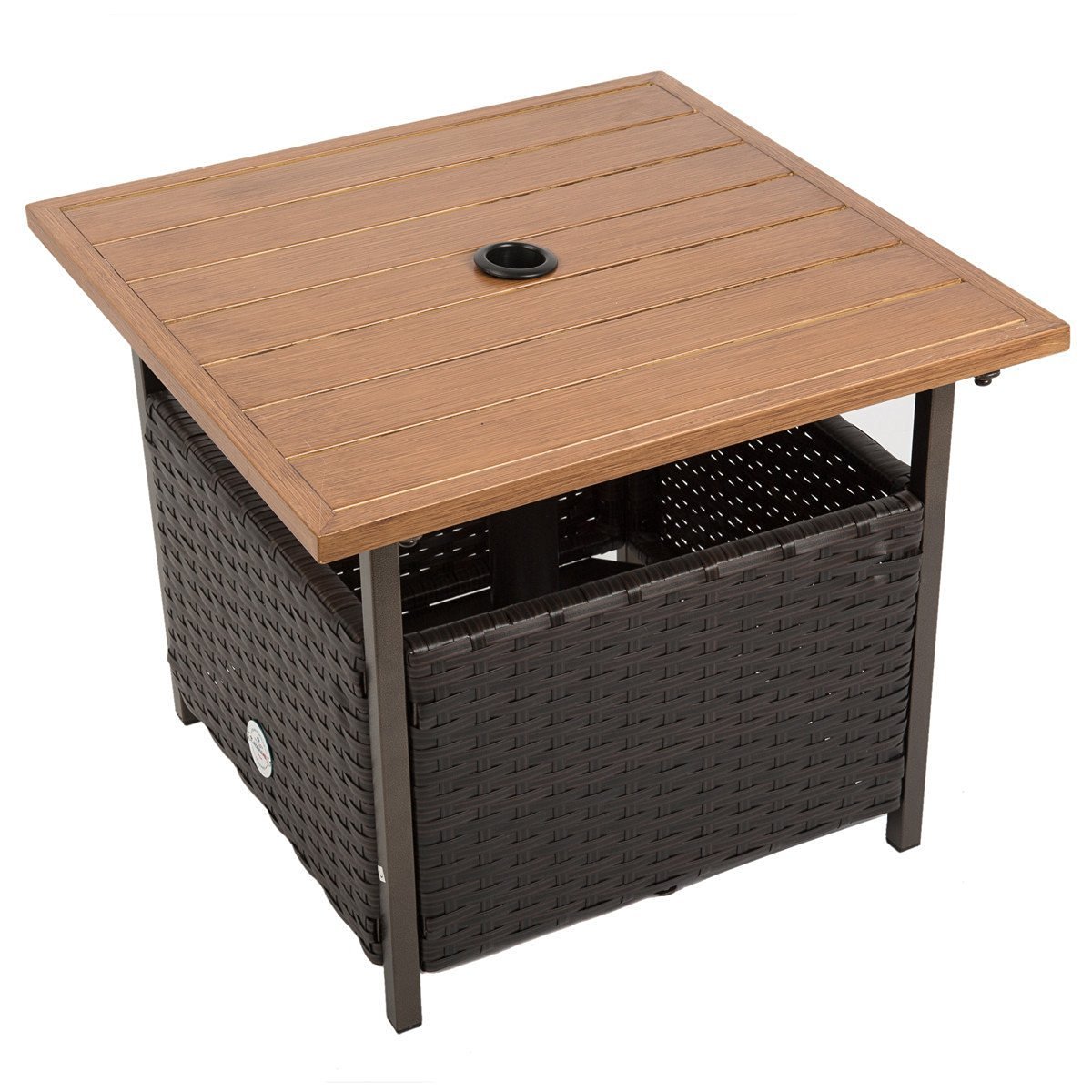 Naturefun Outdoor Pe Wicker Square Bistro Side Table Garden Leisure Picture 1 Of 8