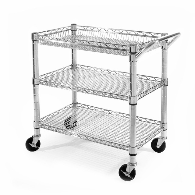 Kitchen Utility Cart Adjule 2 Shelves 1 Basket Heavy Duty Pvc Kitchen Utility Cart Adjule 2 Shelves 1 Basket Heavy Duty Pvc Wheels Nsf Ebay
