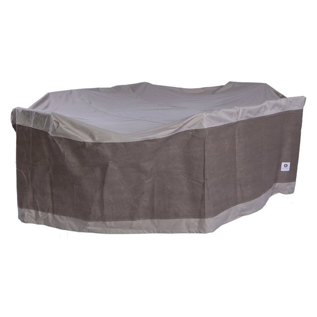Duck Covers Elegant Rectangle Patio Table With Chairs Cover Brown 96 Duck Covers Elegant Rectangle Patio Table With Chairs Cover