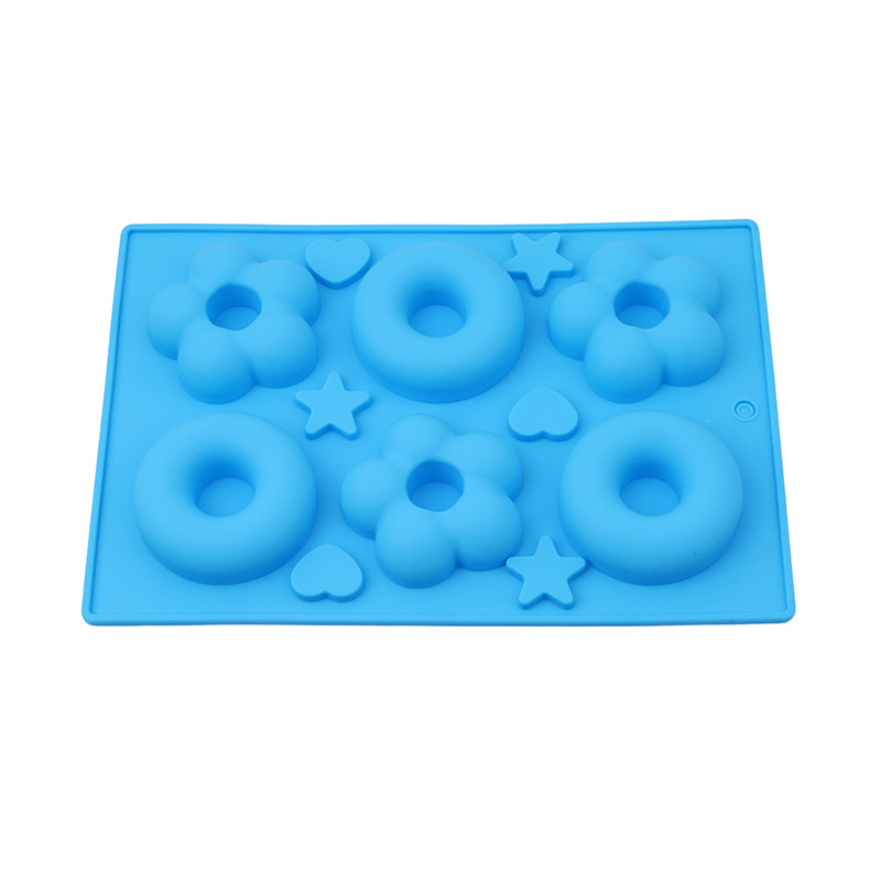 6 Cavity Flower Round Silicone Donut In Chocolate Cake Mold 6 Cavity Flower Round Silicone Donut In Chocolate Cake Mold Baking Pan Tray Blue