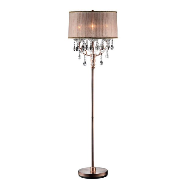Ok Lighting Antique Rosie Crystal Floor Lamp Incandescent Foot Step Ok Lighting Antique Rosie Crystal Floor Lamp Incandescent Foot Step Switch Brown