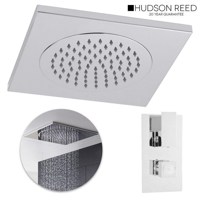 Hudson Reed Ceiling Tile Square Fixed Shower Head 270x270 Twin Hudson Reed Ceiling Tile Square Fixed Shower Head 270x270 Twin Concealed Valve