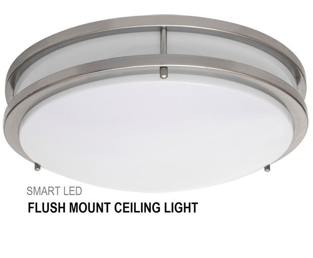 Smartled 16 Inch Flush Mount Ceiling Light Fixture Antique Brushed Smartled 16 Inch Led Flush Mount Ceiling Light Fixture Antique Brushed Nickel