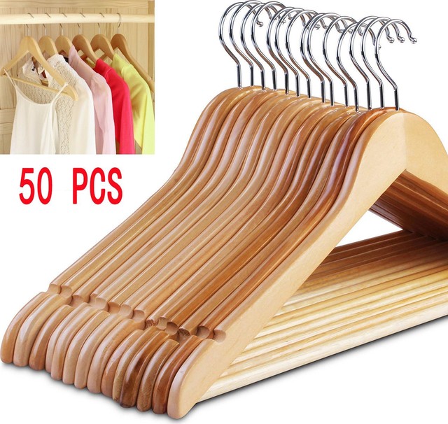 Wooden Clothes Hangers Trouser Shirt Skirt Coat Non Slip Uk Wooden Clothes Hangers Trouser Shirt Skirt Coat Non Slip Uk Stock Hot