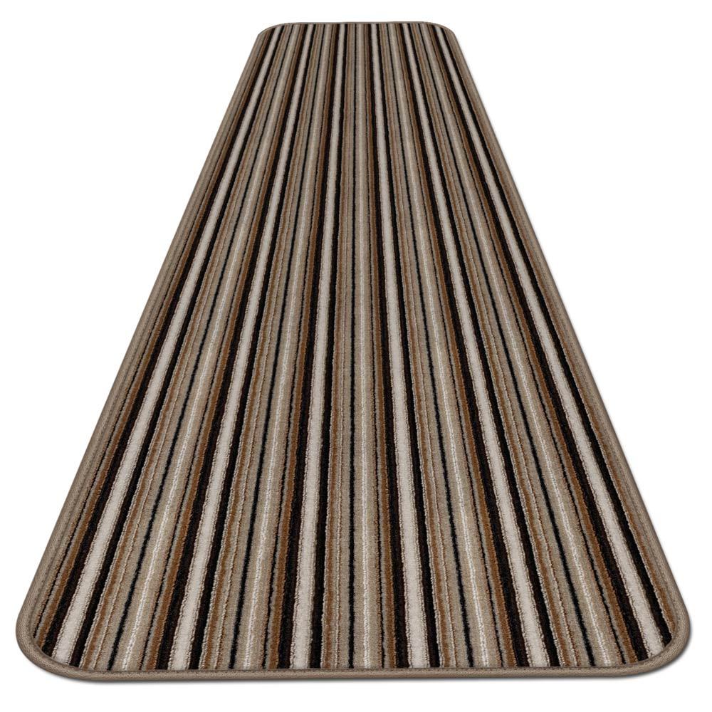 10 Ft X 36 In Skid Resistant Carpet Runner Mocha Brown Stripe Hall Picture 1 Of 7