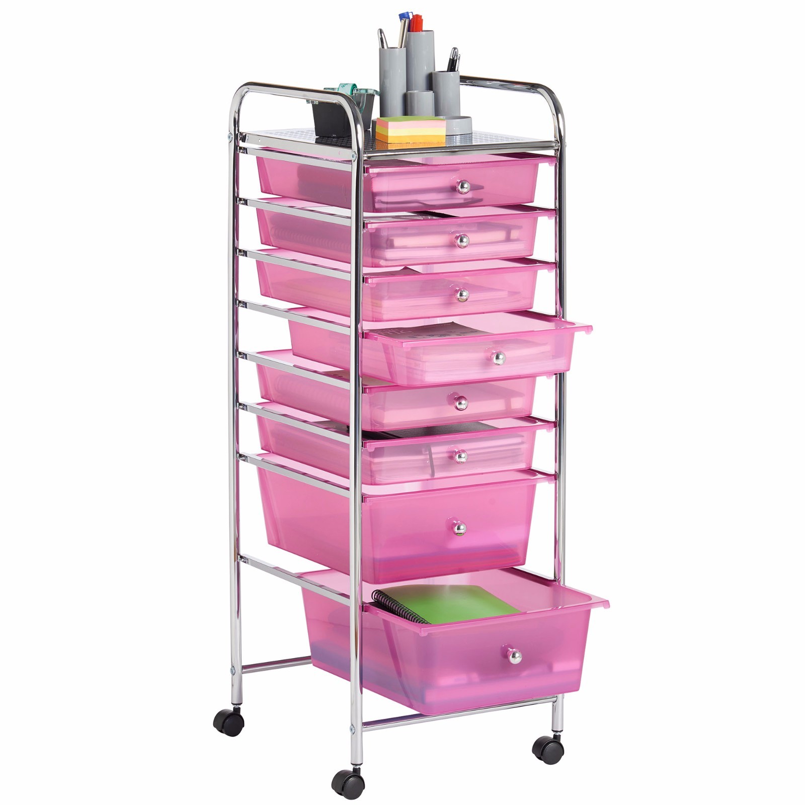 Uncategorized Pink Storage Cart vonhaus 8 drawer pink rolling trolley storage organizer utility picture 1 of 6