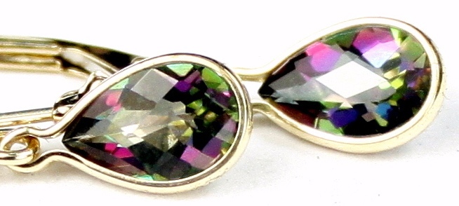 14k Yellow Gold Mystic Fire Topaz 5mm Stud Earrings Ebay Picture 1 Of 6