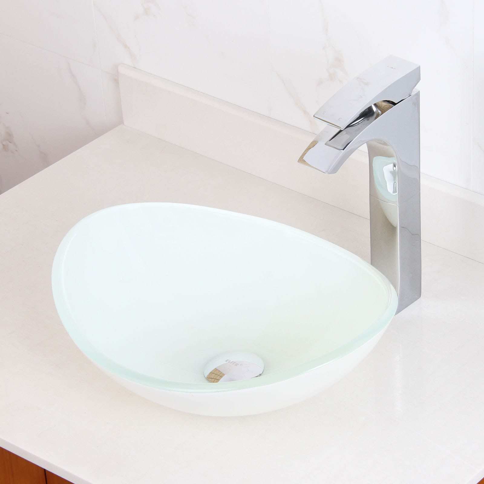 Elite Oval White Gl Bathroom Vessel Sink Ebay