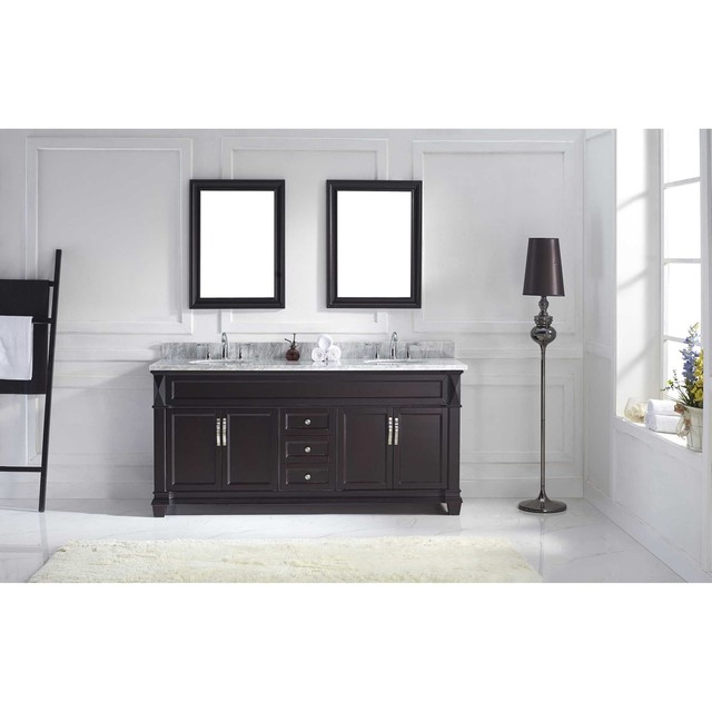 Virtu Victoria 72 Marble Double Bathroom Vanity Set In White