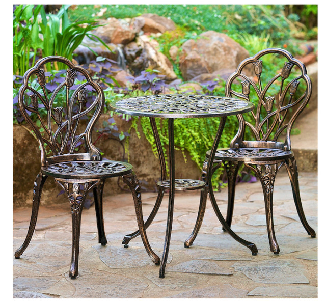 Outdoor Patio Bistro Set 3 Pieces Garden Furniture Table And Chairs Cast Iron Patio Set Bistro Table And Chairs 3 Pieces Outdoor Garden Furniture
