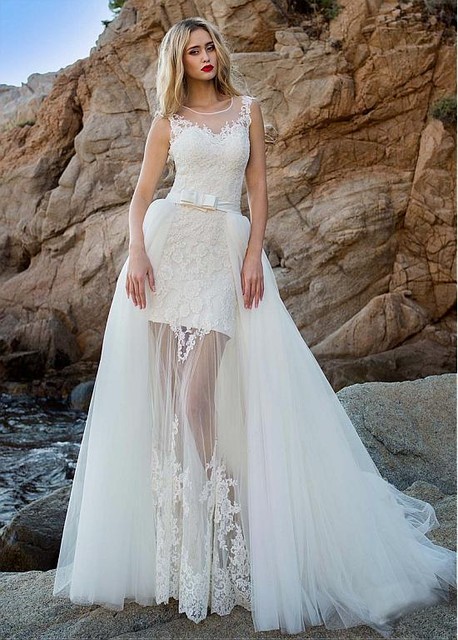 Detachable Wedding Dresses Lace Liques See Through Exquisite Detachable Wedding Dresses Lace Liques See Through Exquisite Y Bridal Gown