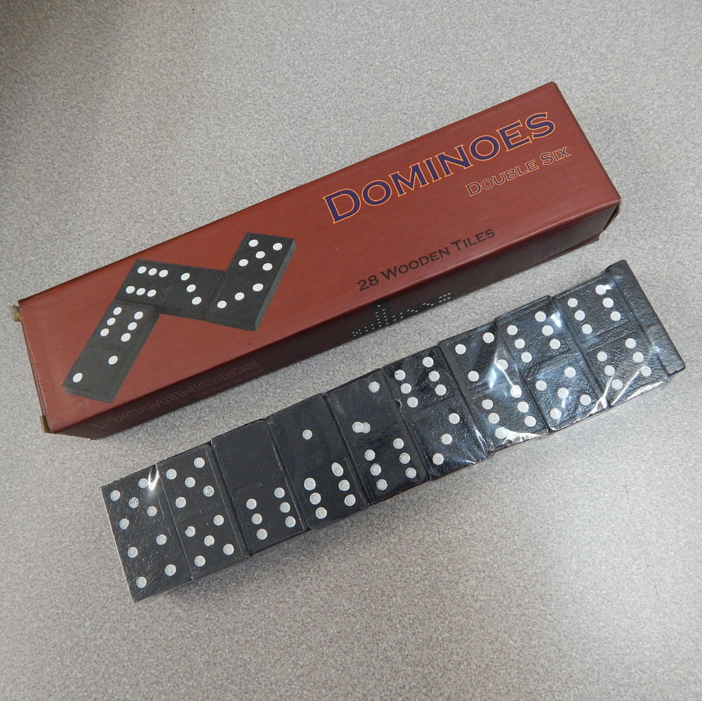 Dominoes Game Double Six D6 28 Piece Black Wooden Domino Set Wood Picture 1 Of 3