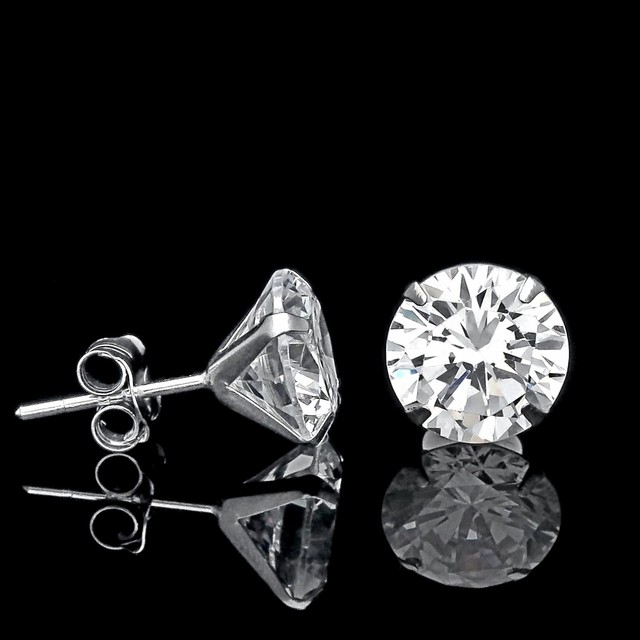 1 Ct Created Diamond Martini Earrings 14k White Gold Solitaire Light 1 Ct Created Diamond Martini Earrings 14k White Gold Solitaire Light G Studs