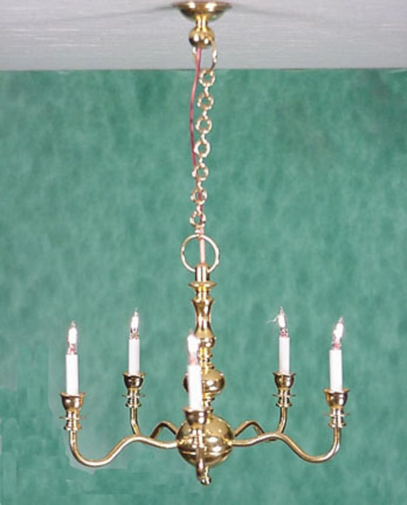 Dollhouse Miniature 5 Arm Chandelier By Clare Bell Brass Picture 1 Of