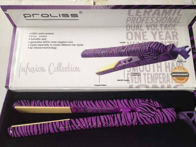 Proliss Infusion Collection Ceramic Ionic Straightener Purple Zebra Nib Proliss Infusion Collection Ceramic Ionic Straightener Purple Zebra 1 2