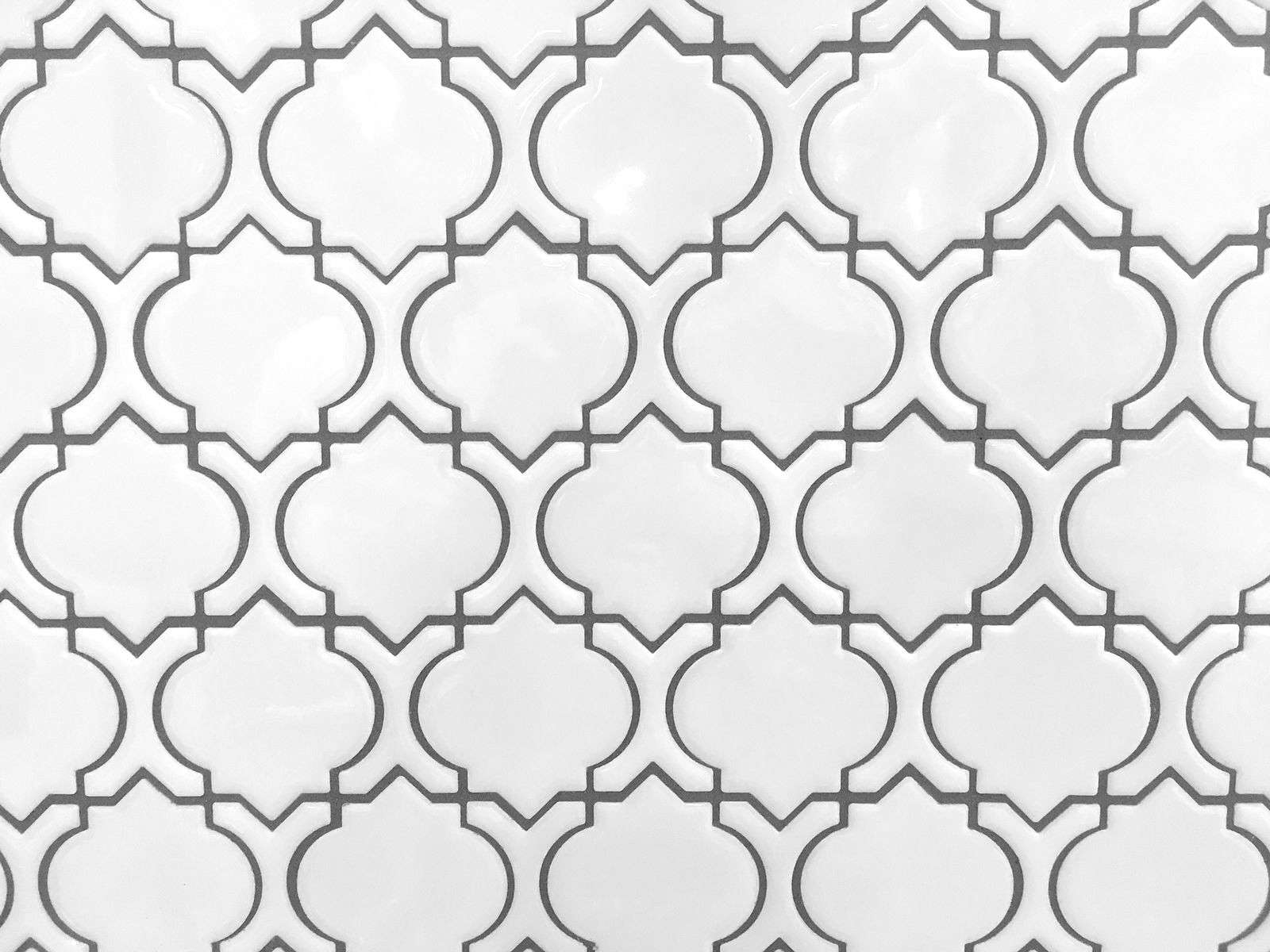 White Glossy Arabesque Moroccan Porcelain Mosaic Tile Wall And Floor Picture 1 Of 5