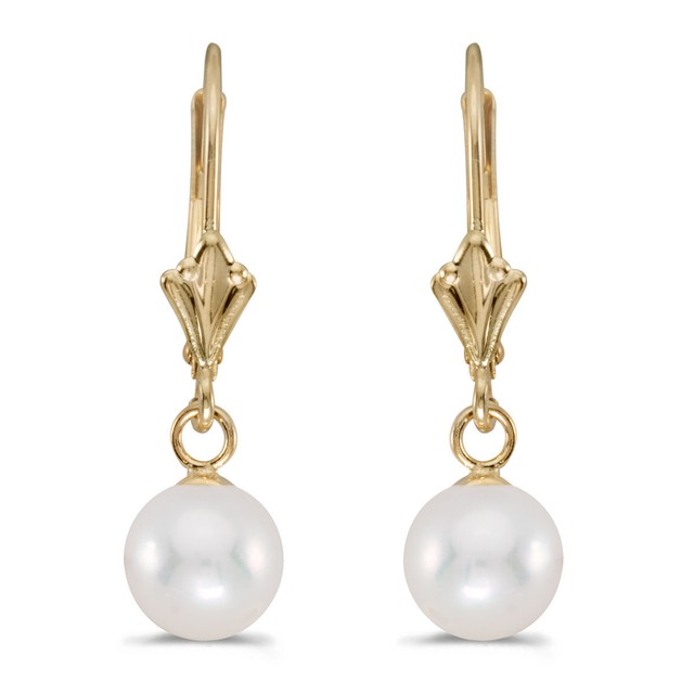 14k Yellow Gold 8 5mm Freshwater Cultured Pearl Leverback Earrings 14k Yellow Gold 8 5 Mm Freshwater Cultured Pearl Leverback Earrings