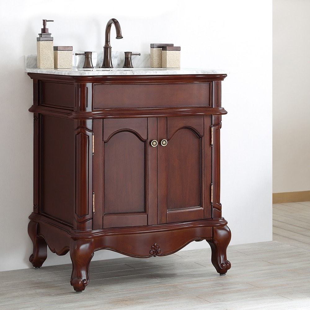 Messina 30 Inch Single Vanity In Antique Cherry With Carrera White Picture 1 Of 5