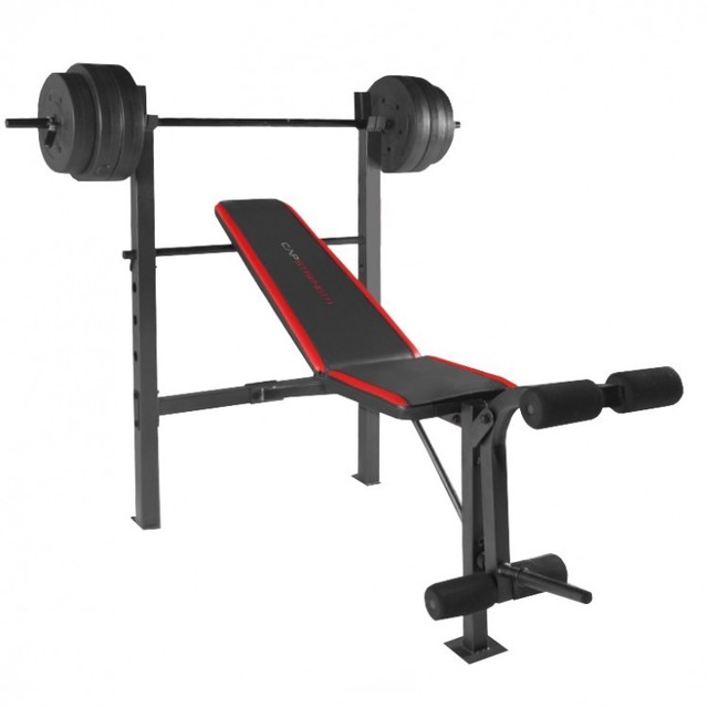 Weight Bench With Weights Home Gym Lifting Press Leg Workout Bar Set Weight Bench With Weights Home Gym Lifting Press Leg Workout Bar Set 100 Lbs New