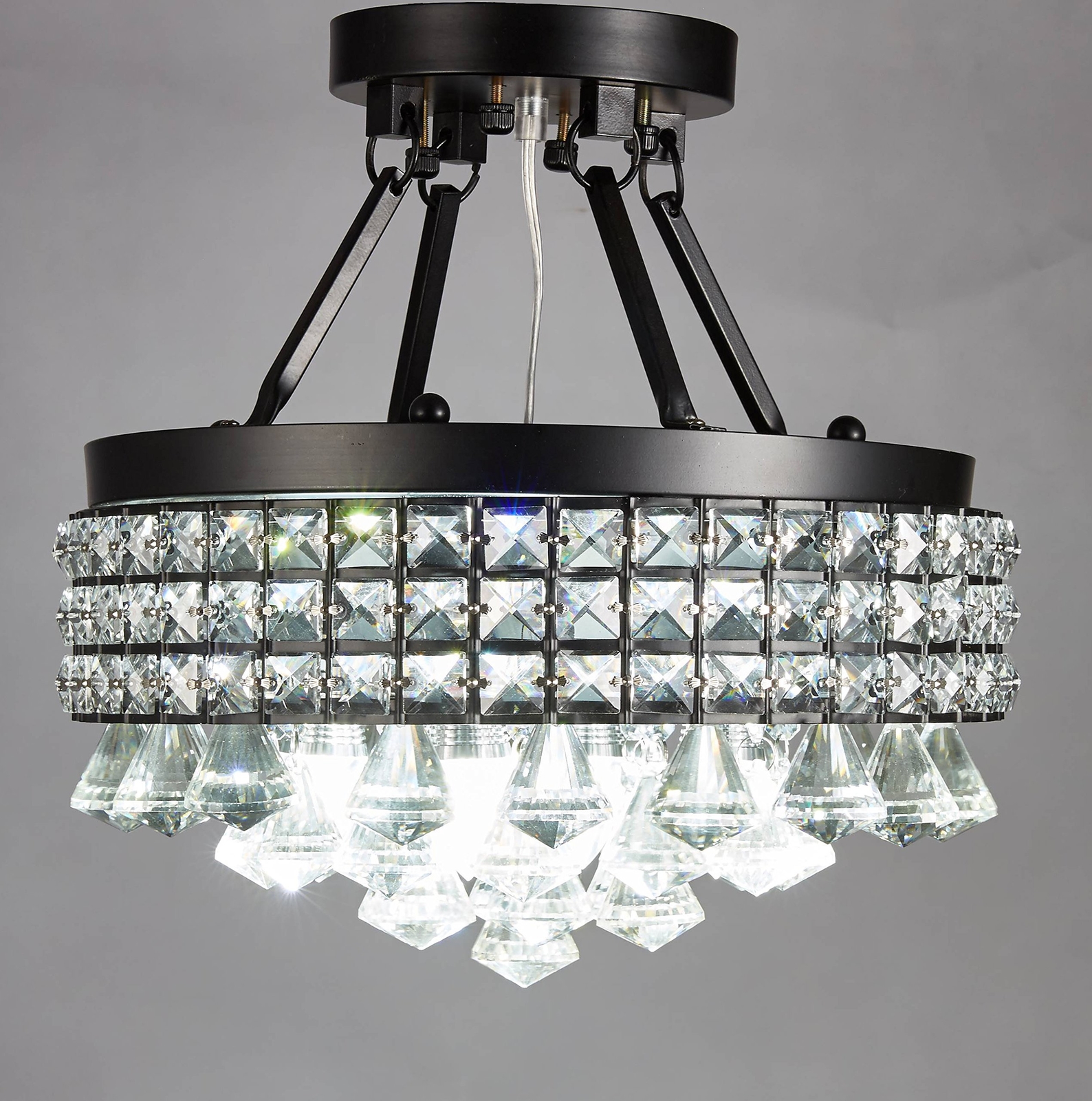 Galaxy Lighting 4-light Antique Black Round Metal Shade Semi-flush ... Galaxy Lighting 4-light Antique Black Round Metal Shade Semi-flush ...