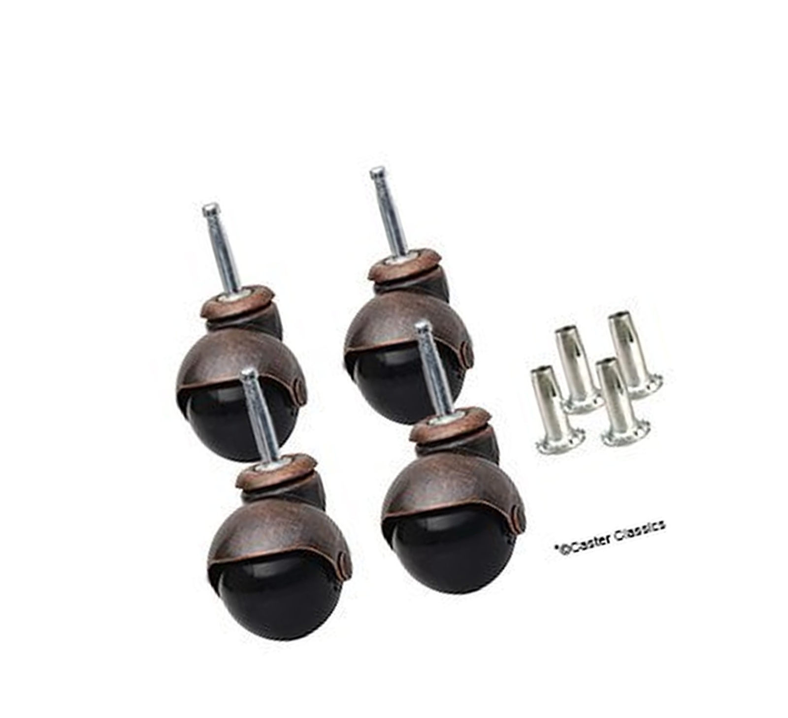 Caster Classics 4 pack 2 inch Antique Copper Ball With Wood Stem and