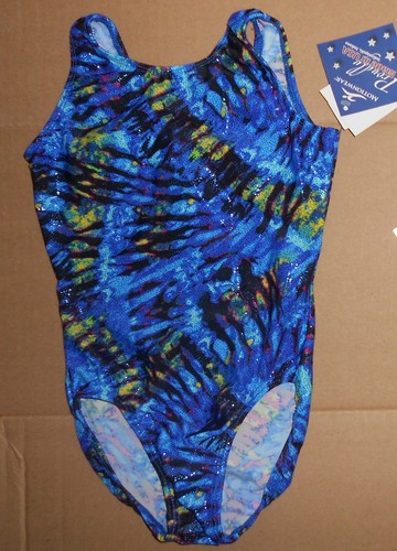 NWT Motionwear Gymnastic Leotard Blue Foil Hologram Child Sizes