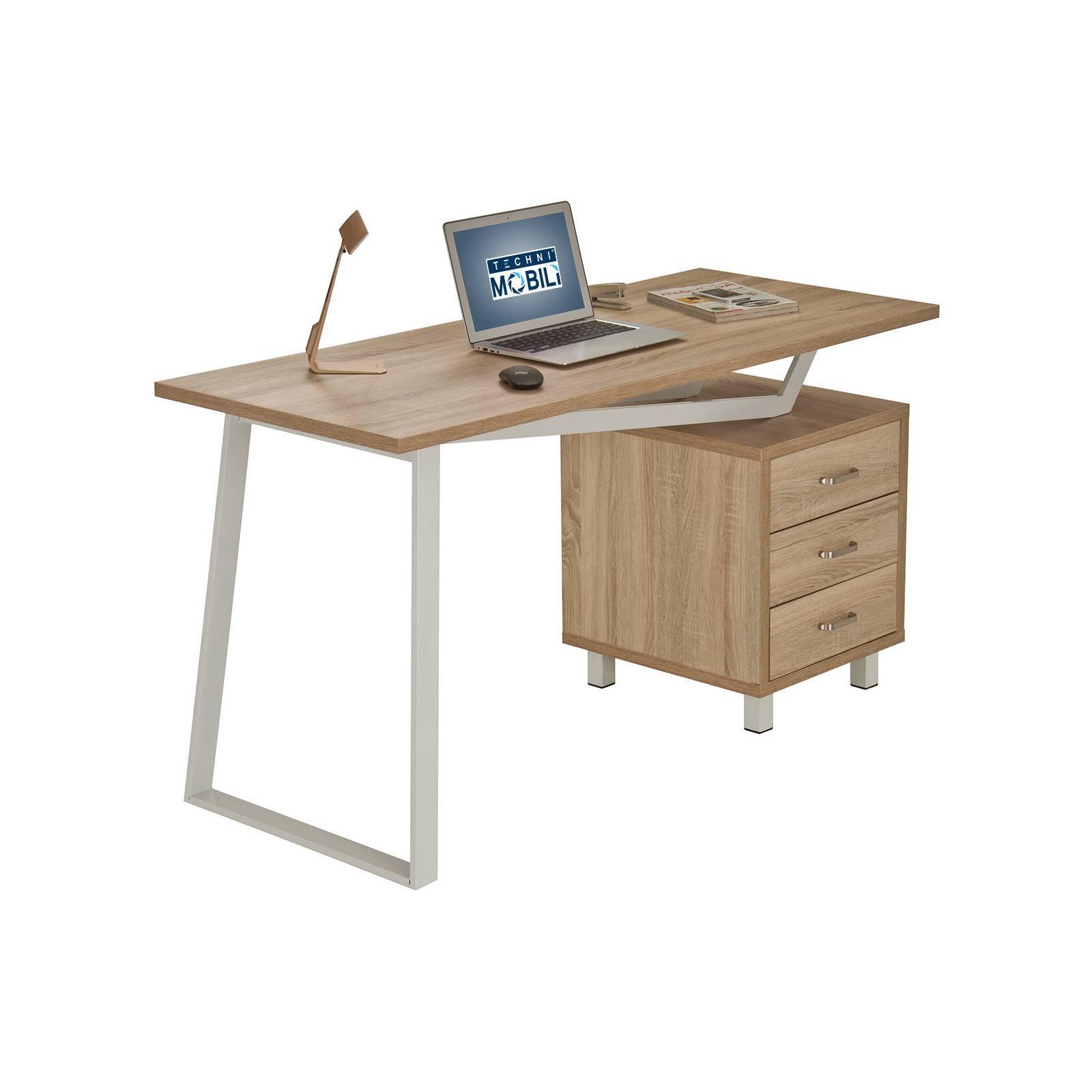 Techni Mobili Modern Design Computer Desk With Storage Color Sand Picture 1 Of 4