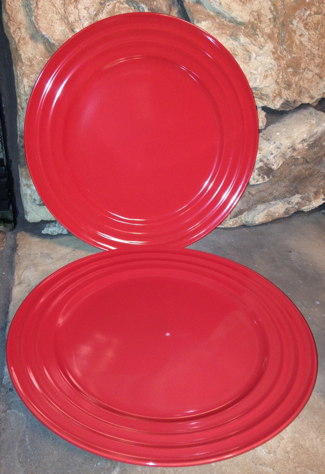 Rachael Ray Double Ridge Red Dinner Plate 11\ Rachael Ray Double Ridge Red Dinner Plate 11\