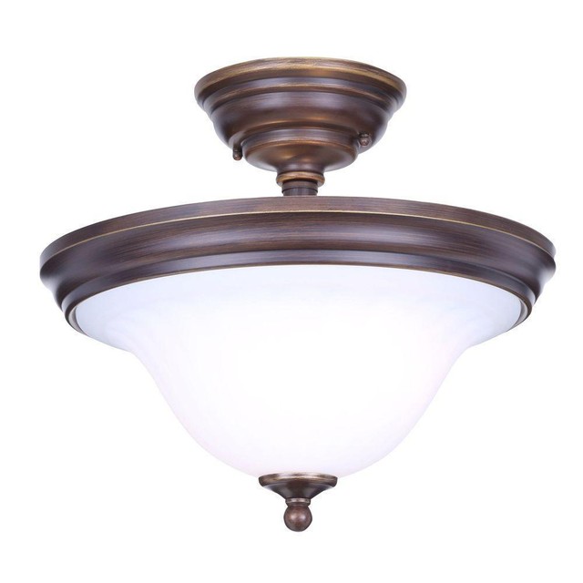 Hampton Bay 185632 Somerset Collection 2 Light Bronze Semi Flush Hampton Bay Somerset 2 Light Semi Flush Mount Fixture Bronze Ob